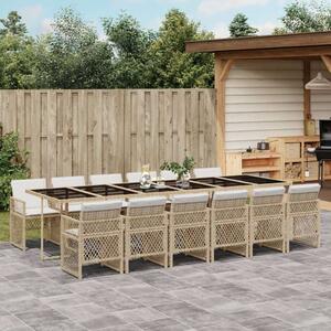 VidaXL Polyrattan Kerti Étkezőgarnitúra - 13 részes - Bézs