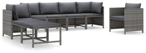 Polyrattan Kerti Ülőgarnitúra - 8 részes - Szürke