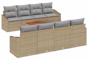 VidaXL Kerti Kanapé Szett 9 pcs Beige és Világosszürke polirattan