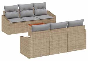 VidaXL Kerti Kanapé Szett 7 pcs Beige és Világosszürke polirattan