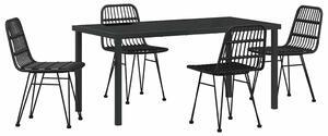 VidaXL Kert étkező szett 5 pcs Fekete Poli rattan