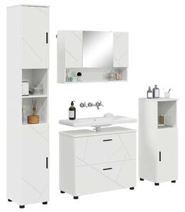 Fürdőszoba bútor szett 4 pcs Magasfényű fehér 30 x 35 x 192 cm