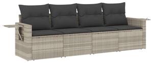 VidaXL Polyrattan Kerti Ülőgarnitúra - 4 részes - Világoszürke