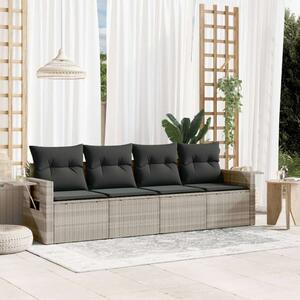 VidaXL Polyrattan Kerti Ülőgarnitúra - 4 részes - Világoszürke