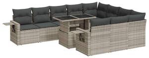 VidaXL Polyrattan Kerti Ülőgarnitúra - 11 részes - Világosszürke