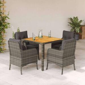 VidaXL Polyrattan Kerti Étkezőgarnitúra - 5 részes - Szürke