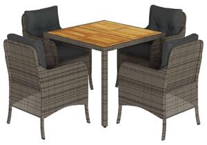 VidaXL Polyrattan Kerti Étkezőgarnitúra - 5 részes - Szürke
