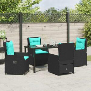 VidaXL Kert étkező szett 5 pcs Fekete Poli rattan