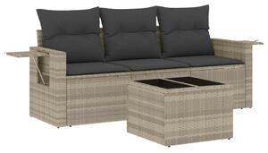 VidaXL Polyrattan Kerti Ülőgarnitúra - 4 részes, Világosszürke