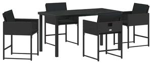 VidaXL Kert étkező szett 5 pcs Fekete polirattan