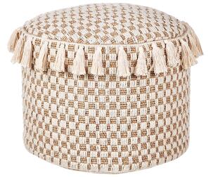Bézs fonott puff ⌀ 50 cm PIRAK