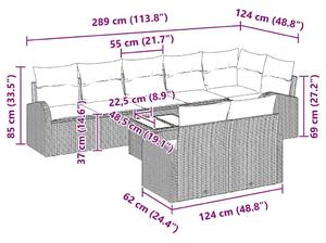 VidaXL Kerti Kanapé Szett Szürke 55 x 55 x 37 cm polirattan