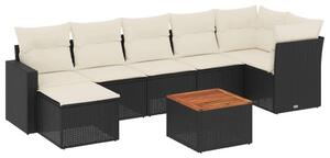 VidaXL Polyrattan Kerti Ülőgarnitúra - 8 részes - Fekete
