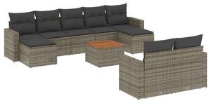 Polyrattan Kerti Ülőgarnitúra - 10 részes - Szürke