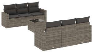 VidaXL Polyrattan Kerti Ülőgarnitúra - 7 részes - Szürke