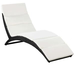 Napozóágy - Fekete Polyrattan - 162cm