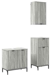 Fürdőszoba bútor szett 3 pcs Szürke sonoma 39.5 x 36 x 88 cm