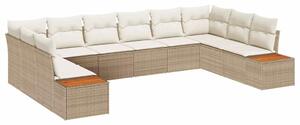 VidaXL Kerti Kanapé Szett párnával 10 pcs Beige és krém Polyrattan