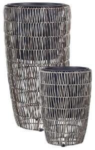 Kétdarabos virágcserép szett CHELONE PE Rattan 26/34 cm Barna