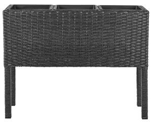 Magasított virágállvány CARAGANA PE Rattan 77 cm Fekete