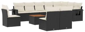 Polyrattan Kerti Ülőgarnitúra - 11 részes - Fekete