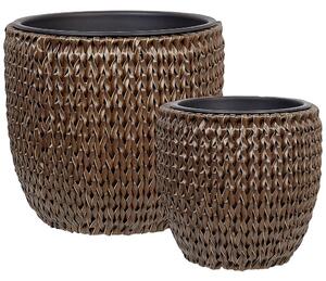 Háromdarabos virágcserép szett BERBERIS PE Rattan 34/45 cm Sötétbarna