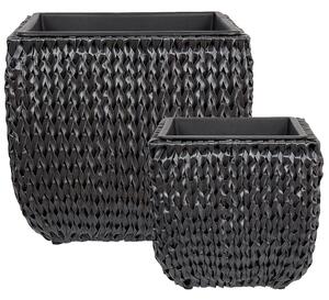 Kétdarabos virágcserép szett BERBERIS PE Rattan 34/45 cm Fekete