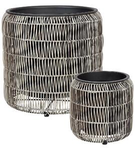 Kétdarabos virágcserép szett BRODIEA PE Rattan 26/45 cm Világosbarna