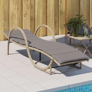 VidaXL Napozóágy - Polyrattan - Bézs - 199cm