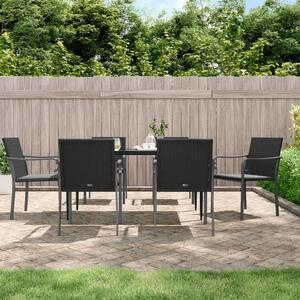 VidaXL 7-részes polyrattan és acél kerti étkezőgarnitúra párnával