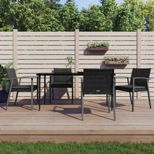 VidaXL 5-részes polyrattan és acél kerti étkezőgarnitúra párnával