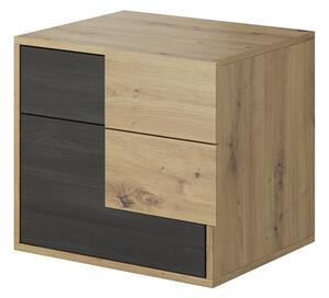Éjjeliszekrény, fekete norvég fenyő/artisan tölgy, BAFRA