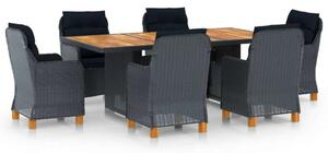 VidaXL Polyrattan Kültéri Étkezőgarnitúra - 7 részes, Sötétszürke
