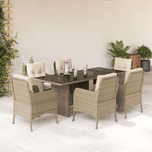 VidaXL Polyrattan Kerti Étkezőgarnitúra - 7 részes - Bézs