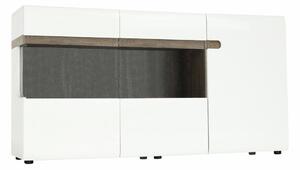 Komód, fehér - extra magas fényű HG/trufla sonoma tölgy, LYNATET 42