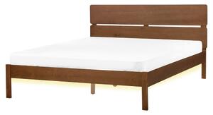 Ágy LED világítással Keményfa BOISSET 160 x 200 cm Sötétbarna