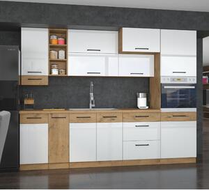 Felső szekrény, lancelot tölgy / fehér extra magas fényű HG, VEGA 60 GU-72 2F