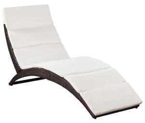 VidaXL Napozóágy - Barna Polyrattan - Összecsukható - 162cm