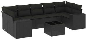 VidaXL Polyrattan Kerti Ülőgarnitúra - 8 részes - Fekete