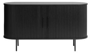 Fekete alacsony komód tölgyfa dekorral 140x76 cm Nola – Unique Furniture