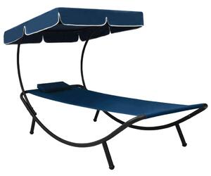 VidaXL Napozóágy Napellenzővel - Kék - 200cm