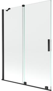 Mexen Velar 2-szárnyas, toló, 130 x 150 cm-es, átlátszó, fekete kádparaván - 896-130-000-01-70