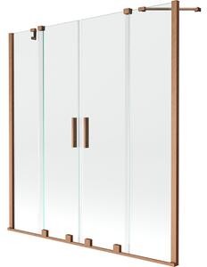 Mexen Velar Kétszárnyas, 160 x 150 cm-es toló kádparaván, átlátszó, csiszolt réz - 896-160-000-02-65