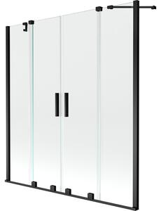 Mexen Velar Duo fürdőkád paraván, 2-szárnyú tolóajtós, 140 x 150 cm, átlátszó, fekete - 896-140-000-02-70