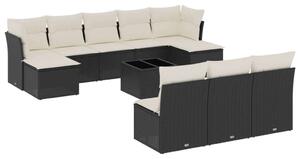 VidaXL Polyrattan Kerti Ülőgarnitúra - 11 részes - Fekete