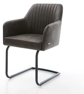 DELIFE Étkezőszék Greg-Flex mikroszálas antracit vintage étkezőszék kerek fekete zsákrugós