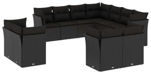 VidaXL Polyrattan Kerti Ülőgarnitúra - 11 részes - Fekete