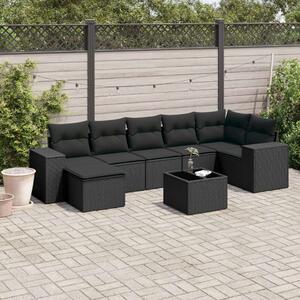 VidaXL Polyrattan Kerti Ülőgarnitúra - 8 részes - Fekete