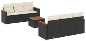 VidaXL Polyrattan Kerti Ülőgarnitúra - 7 részes - Fekete