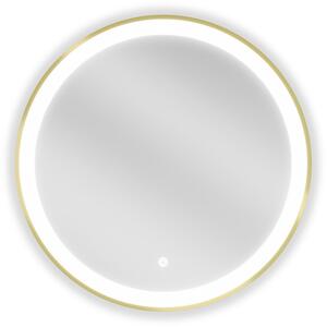 Mexen Esso megvilágított fürdőszobai tükör, kerek 60 cm, LED 6000K, páramentes, arany keret - 9825-060-060-611-50